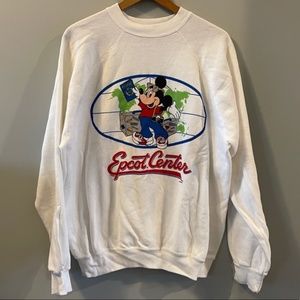 Vintage Walt Disney World Mickey Mouse Epcot White Crewneck